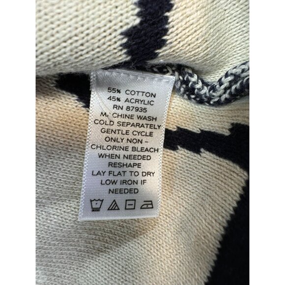 Susan Graver Womens Zip-Up Cardigan Sweater L Dark Navy & Beige Abstract Print - Picture 3 of 10